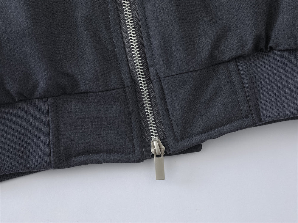 Blouson bomber pour homme à double zip et patte boutonnée – Gris