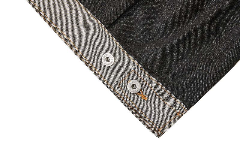 Veste en jean bicolore à empiècements contrastants – Coupe carrée
