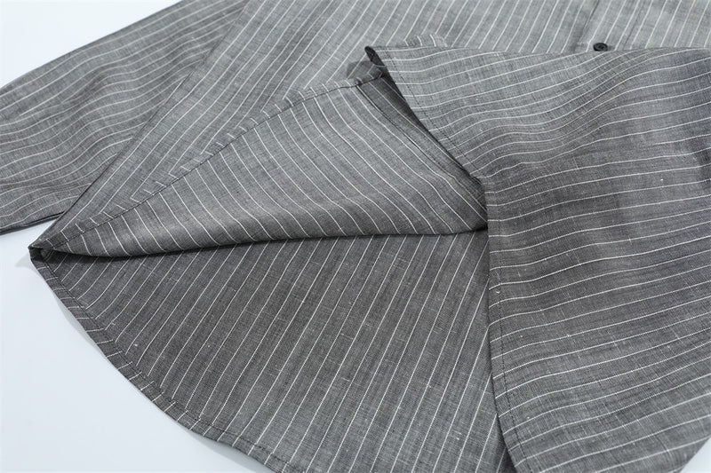 Pinstripe Long Sleeve Shirt – Oversized Relaxed Fit Button-Up