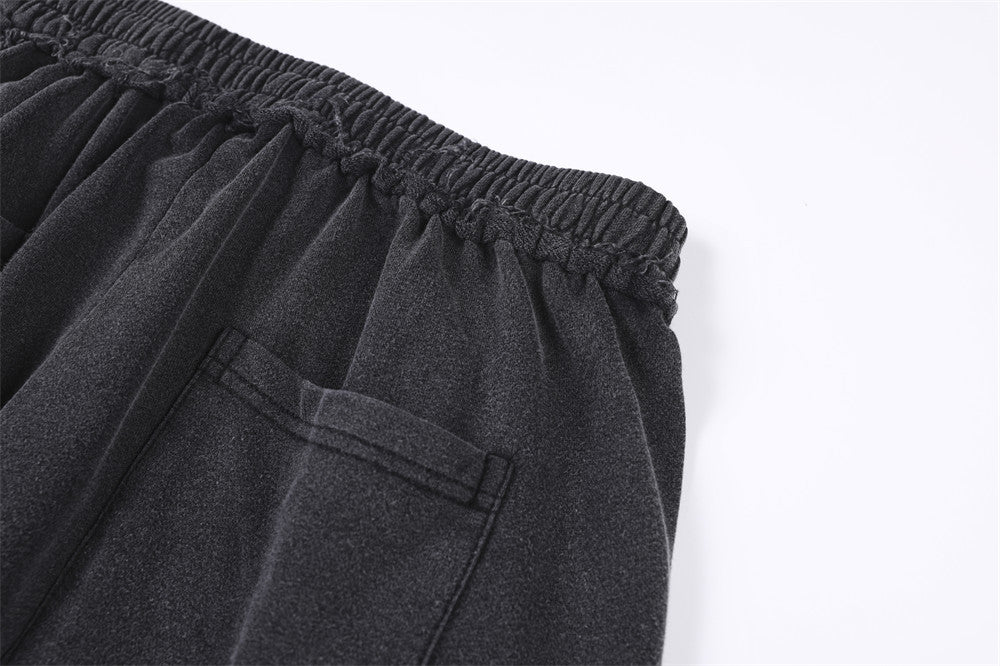 Pantalon de survêtement à jambes larges avec appliqué de lettres gothiques – Streetwear vintage délavé à l’acide