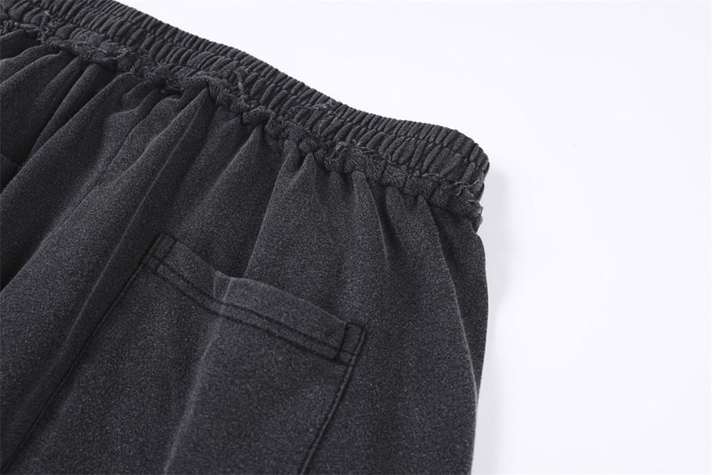 Pantalon de survêtement à jambes larges avec appliqué de lettres gothiques – Streetwear vintage délavé à l’acide