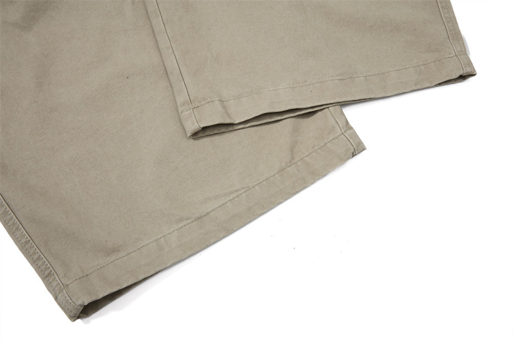 Men's Wide-Leg Cargo Pants – Loose Fit Multi-Pocket Arc-Hem Streetwear Trousers