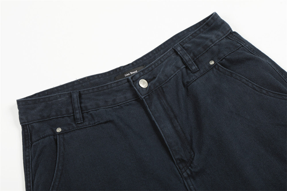 Wide-Leg Straight-Cut Trousers – Men's Relaxed Utility Pants with Back Pocket