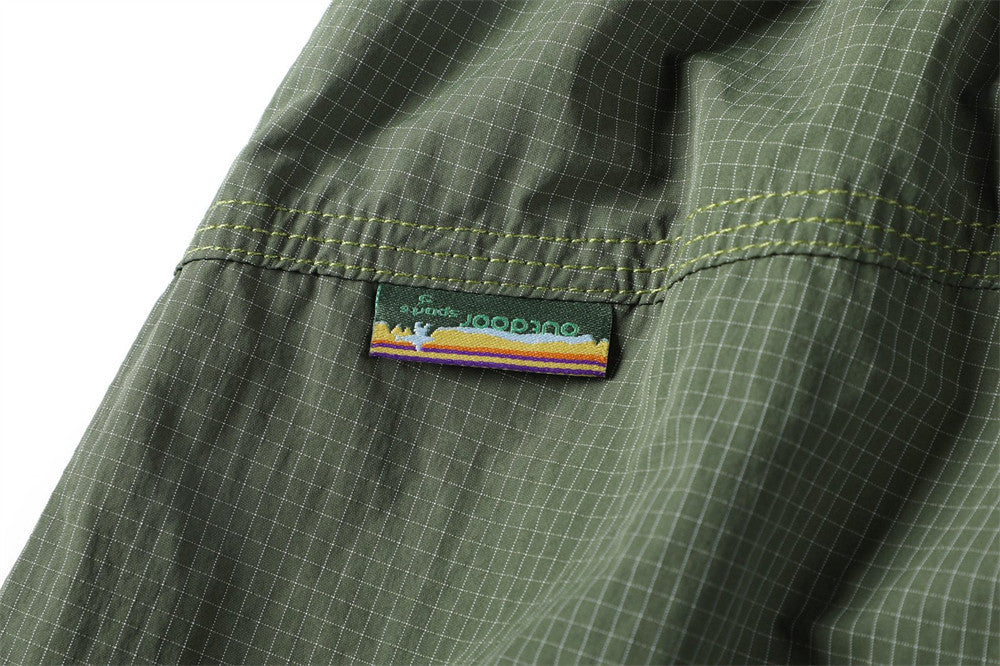 Men's Outdoor Nylon Track Pants with Belt — Contrast Stitch Wide-Leg Casual
