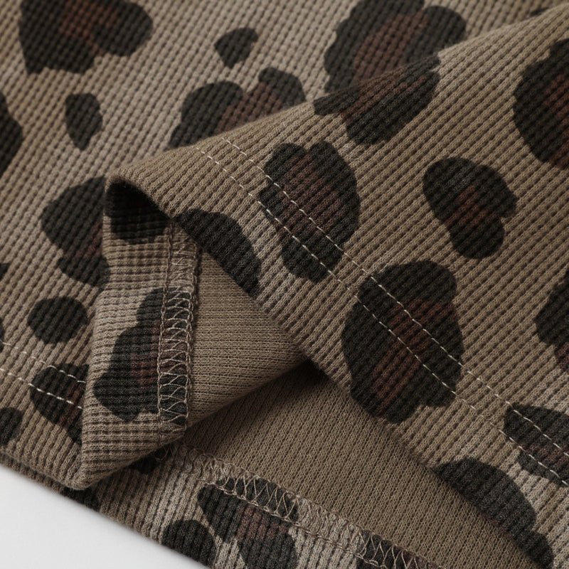 Leopard Print Long-Sleeve Polo Shirt – Relaxed Fit Streetwear Top