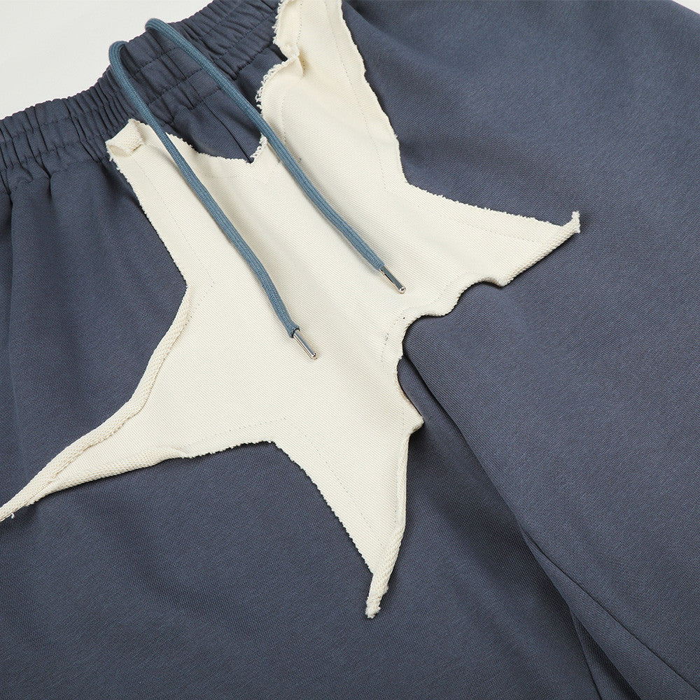 Pantalon de survêtement à jambes larges avec écusson étoile – Pantalon homme oversize à coupe droite