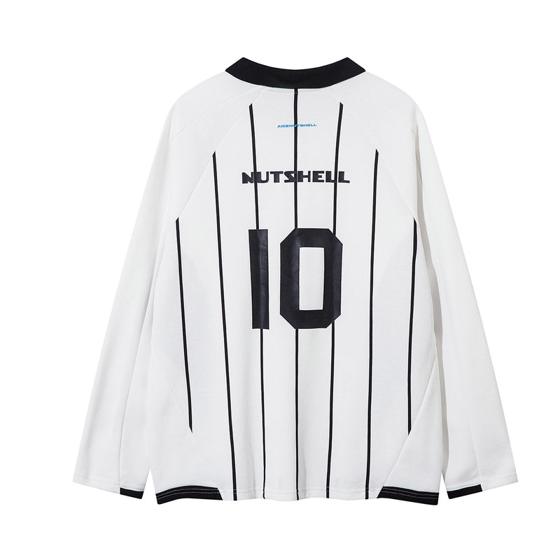 Long Sleeve Athletic Shirt Retro Soccer Jersey – Oversized Pinstripe Football