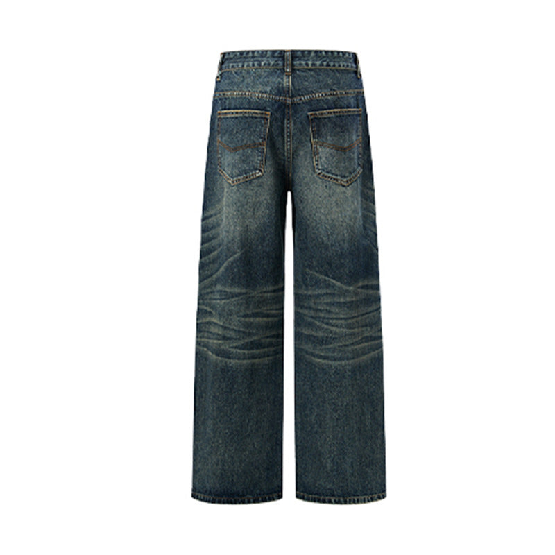 Jean baggy bleu homme – Coupe droite et large délavée vintage