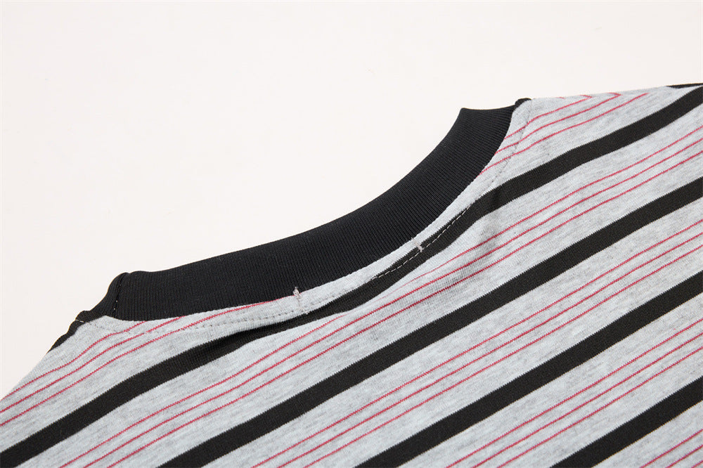 Striped Graphic T-Shirt – Mafaero Worldwide Oversized Crew Neck Tee