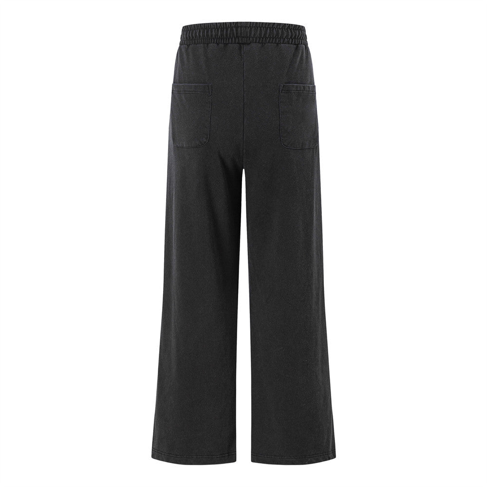 Men's Wide-Leg Sweatpants with Music Note Graphic Print