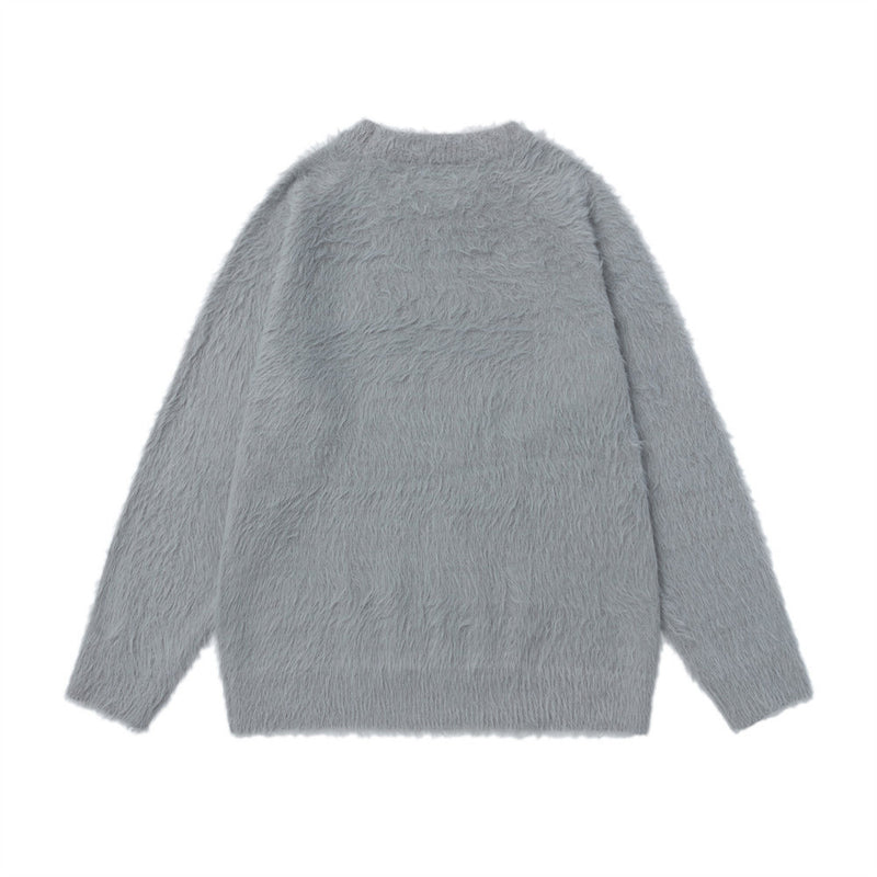 Monchiti 49 Fuzzy Knit Crewneck Sweater – Oversized Streetwear Pullover