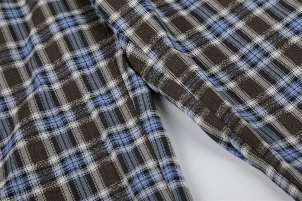Plaid Wide-Leg Pants with Logo Elastic Waistband