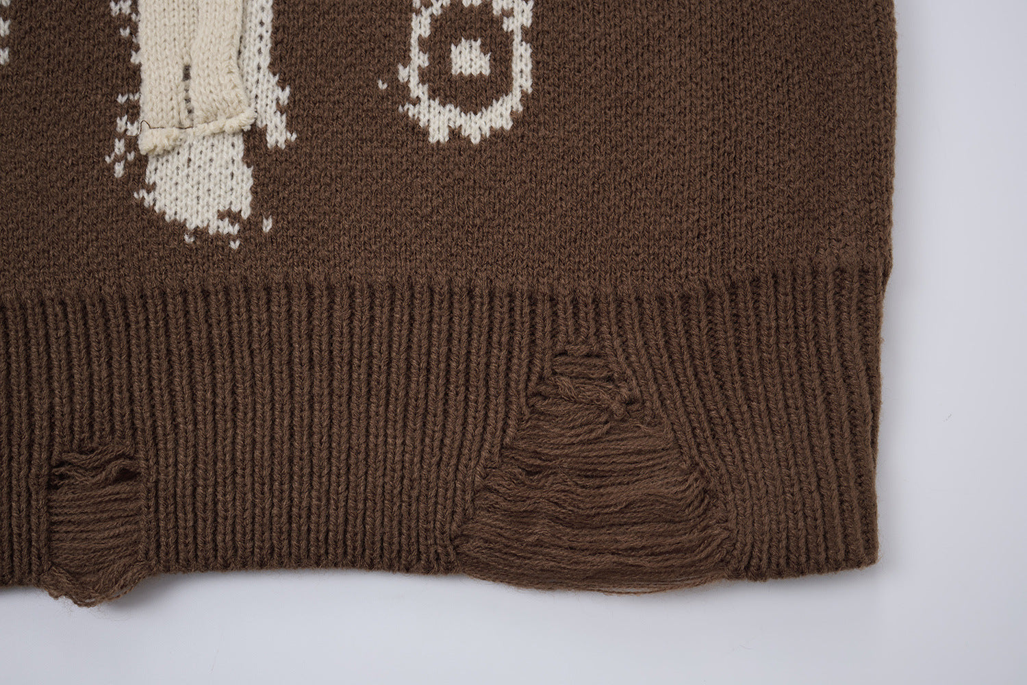 Pull en maille graphique effet usé – Col rond streetwear américain avec appliqué