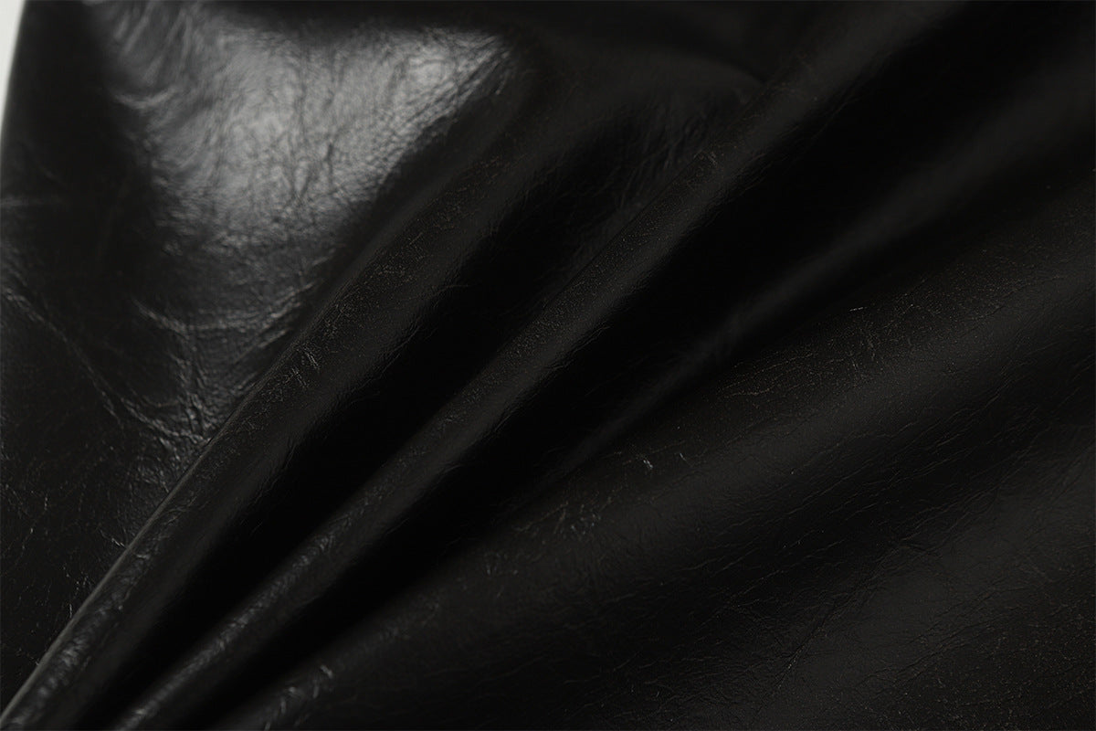 Wide-Leg Faux Leather Pants with Spiderweb Embossed Panels