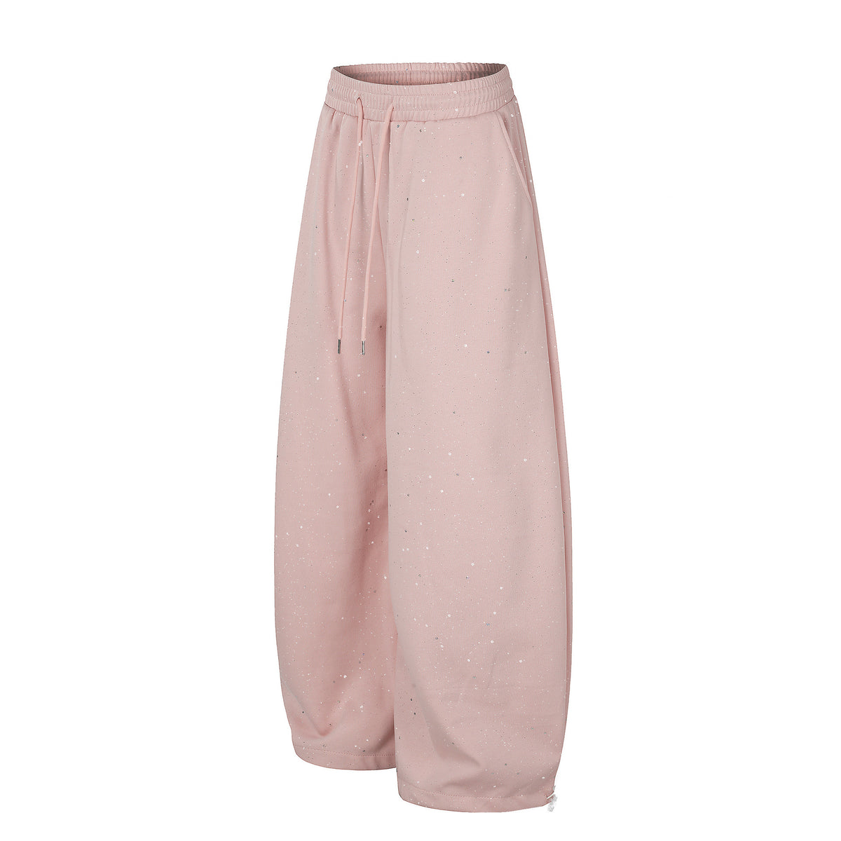 Wide-Leg Sweatpants with Glitter Speckle Fabric & Script Graphic