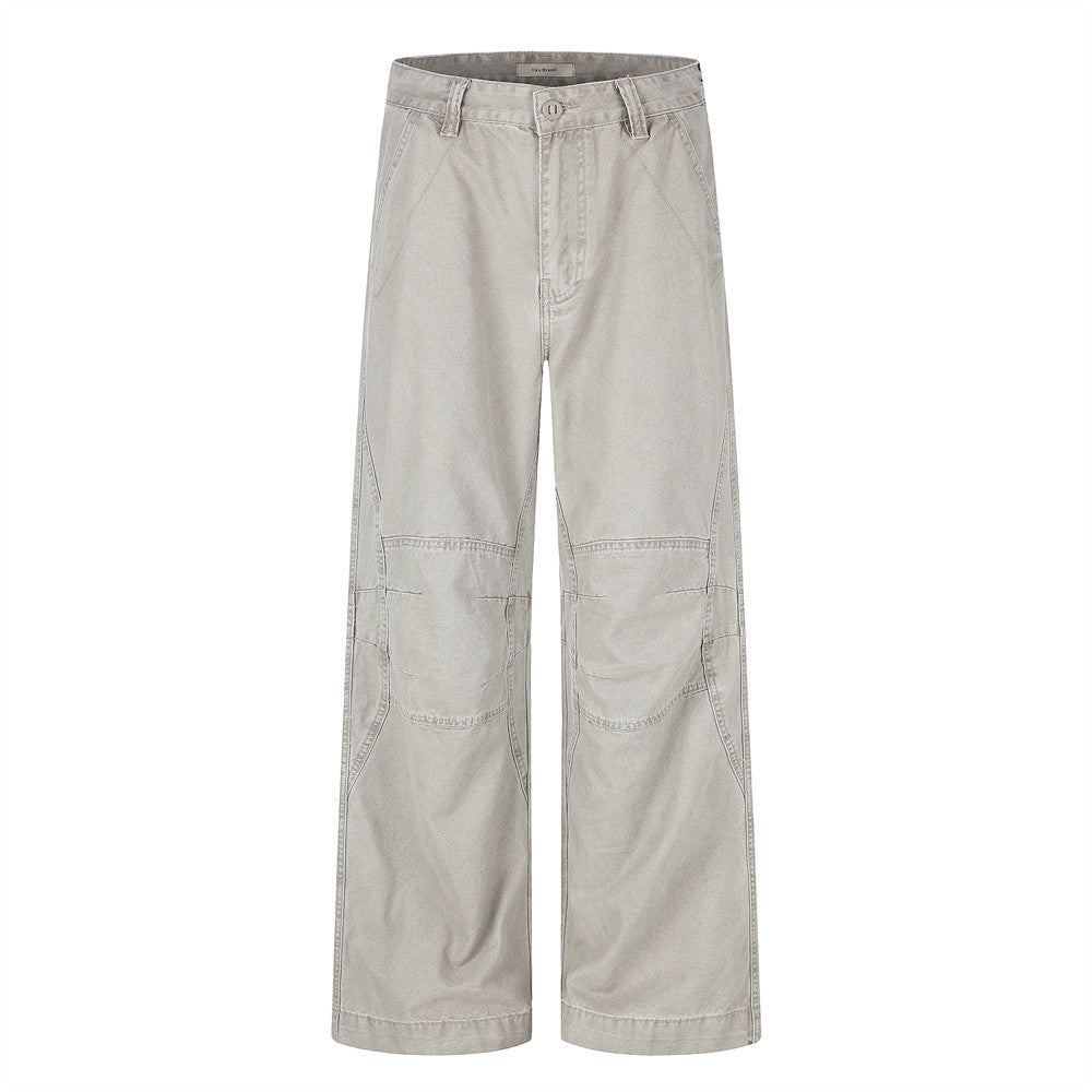 Wide-Leg Cargo Pants – Vintage Washed Deconstructed Panelled Trousers