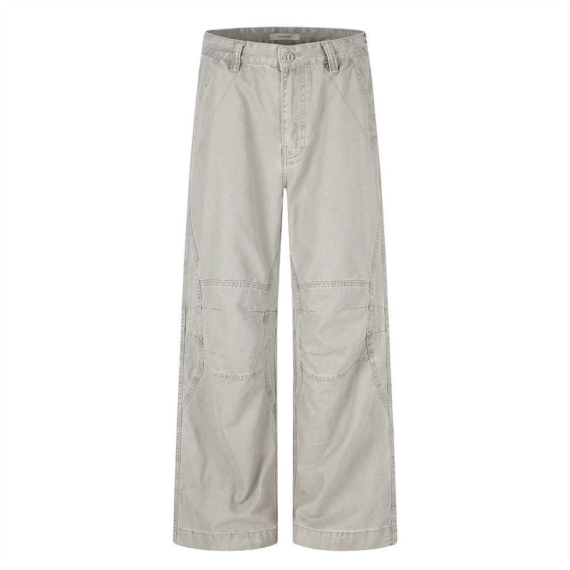 Wide-Leg Cargo Pants – Vintage Washed Deconstructed Panelled Trousers