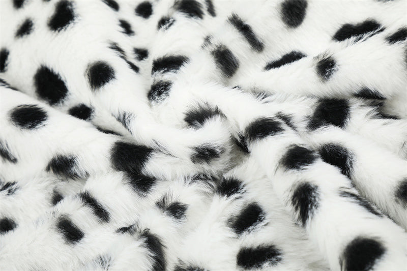 Reversible Stand-Collar Jacket Men's Dalmatian Faux Fur & Nylon Oversized Bomber
