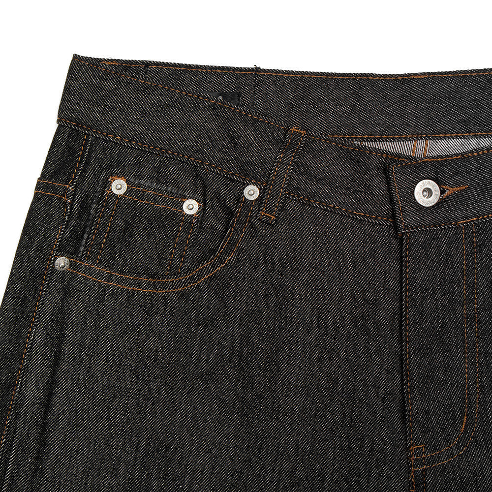 Raw Black Denim Flare Jeans – Wide-Leg Embroidered Streetwear Pants