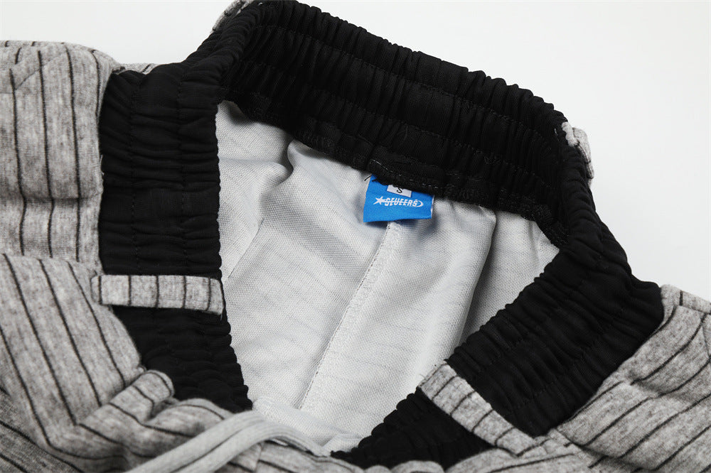 Striped Wide-Leg Sweatpants – Oversized Baggy Fit with Contrast Waistband