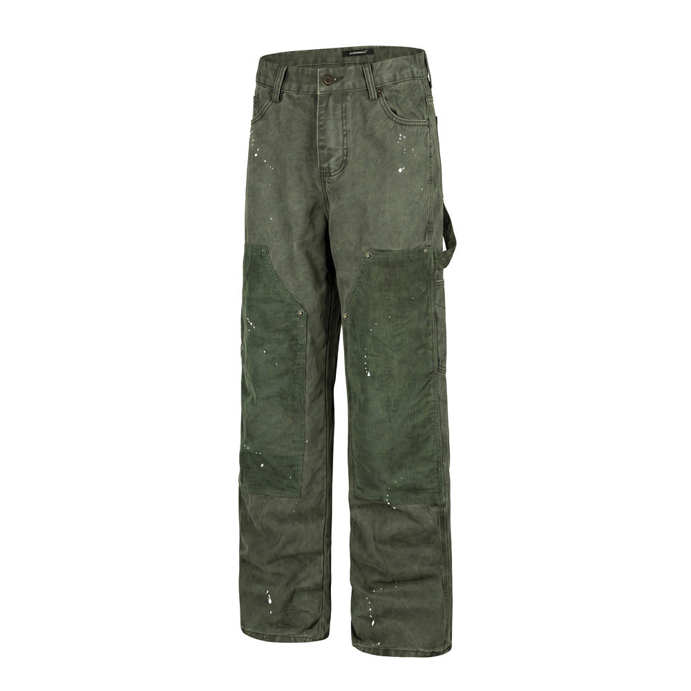 Cordhosen im Patchwork-Carpenter-Stil – Wide Leg, Paint-Splatter, Workwear-Hose