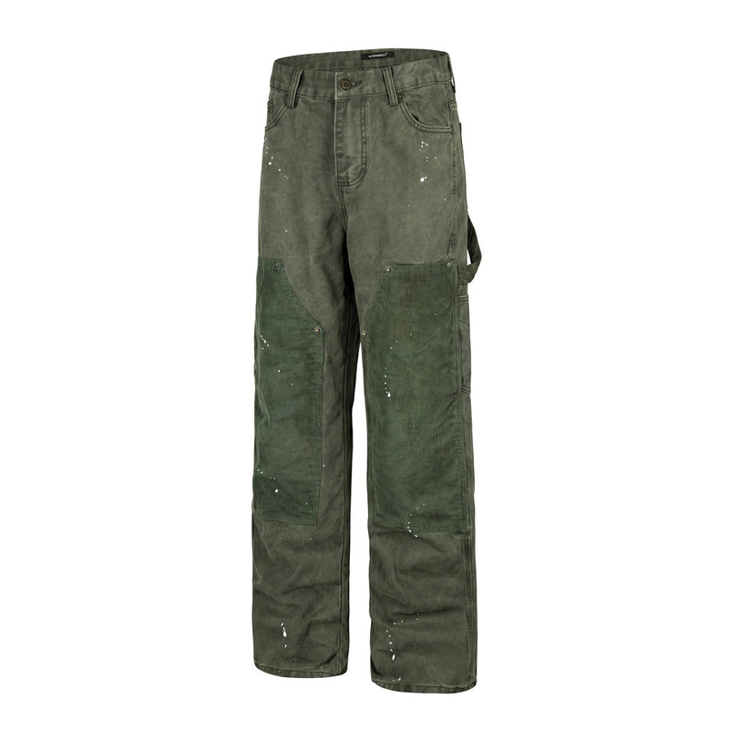 Cordhosen im Patchwork-Carpenter-Stil – Wide Leg, Paint-Splatter, Workwear-Hose