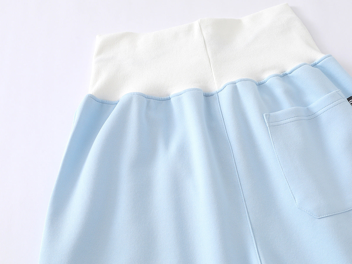 Pantalon de survêtement baggy à jambes larges avec imprimé croix – taille haute colorblock