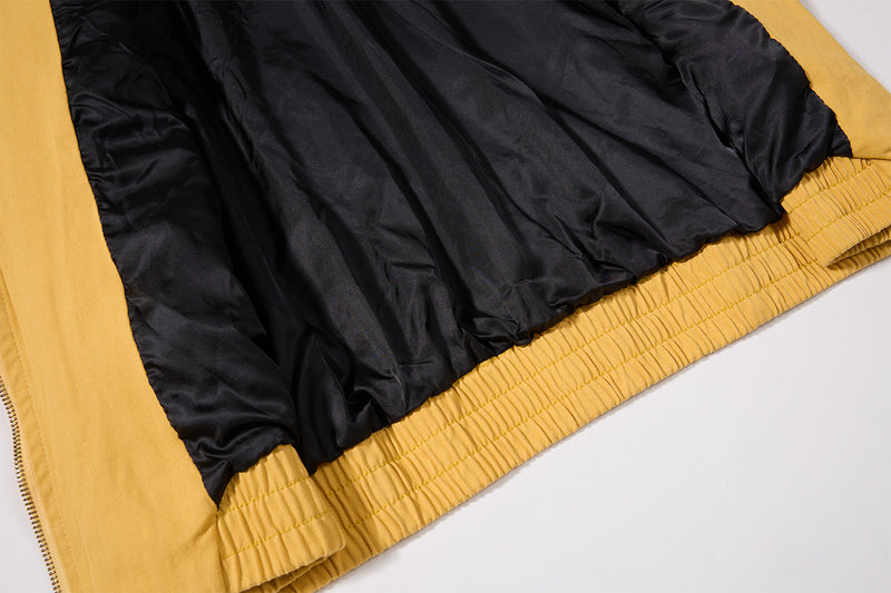 Retro American Washed Zip-Up Jacket with Corduroy Collar