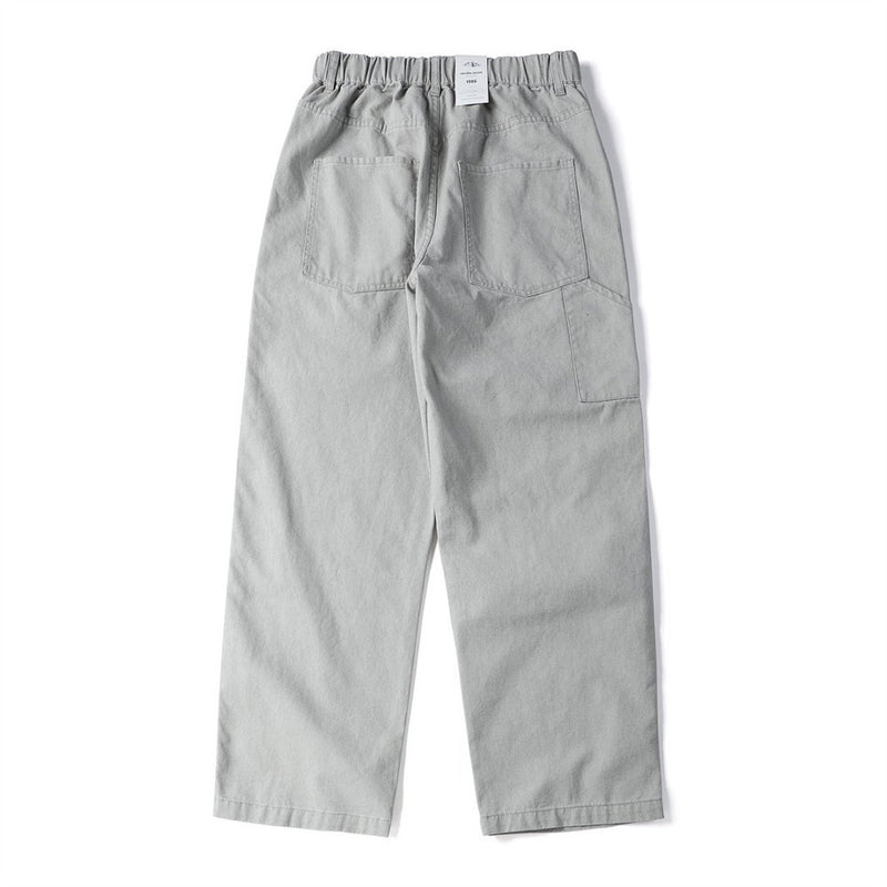 Vintage Washed Canvas Wide-Leg Utility Pants with Patch Pockets