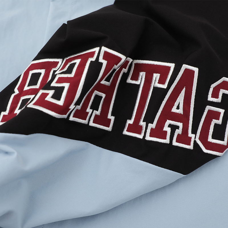 Baggy Long Sleeve Shirt Men's Colorblock Raglan Letter Embroidery Oversized