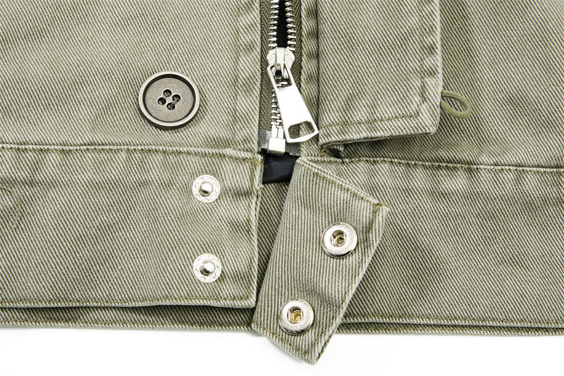 Men's Canvas Work Jacket – Vintage Punk Distressed Stand Collar with Scythe