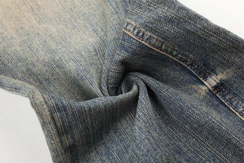 Jeans mit weitem Bein aus verwaschenem Denim – Vintage-Destroyed-Look, entspannte Passform