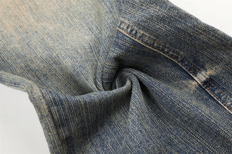Jeans mit weitem Bein aus verwaschenem Denim – Vintage-Destroyed-Look, entspannte Passform
