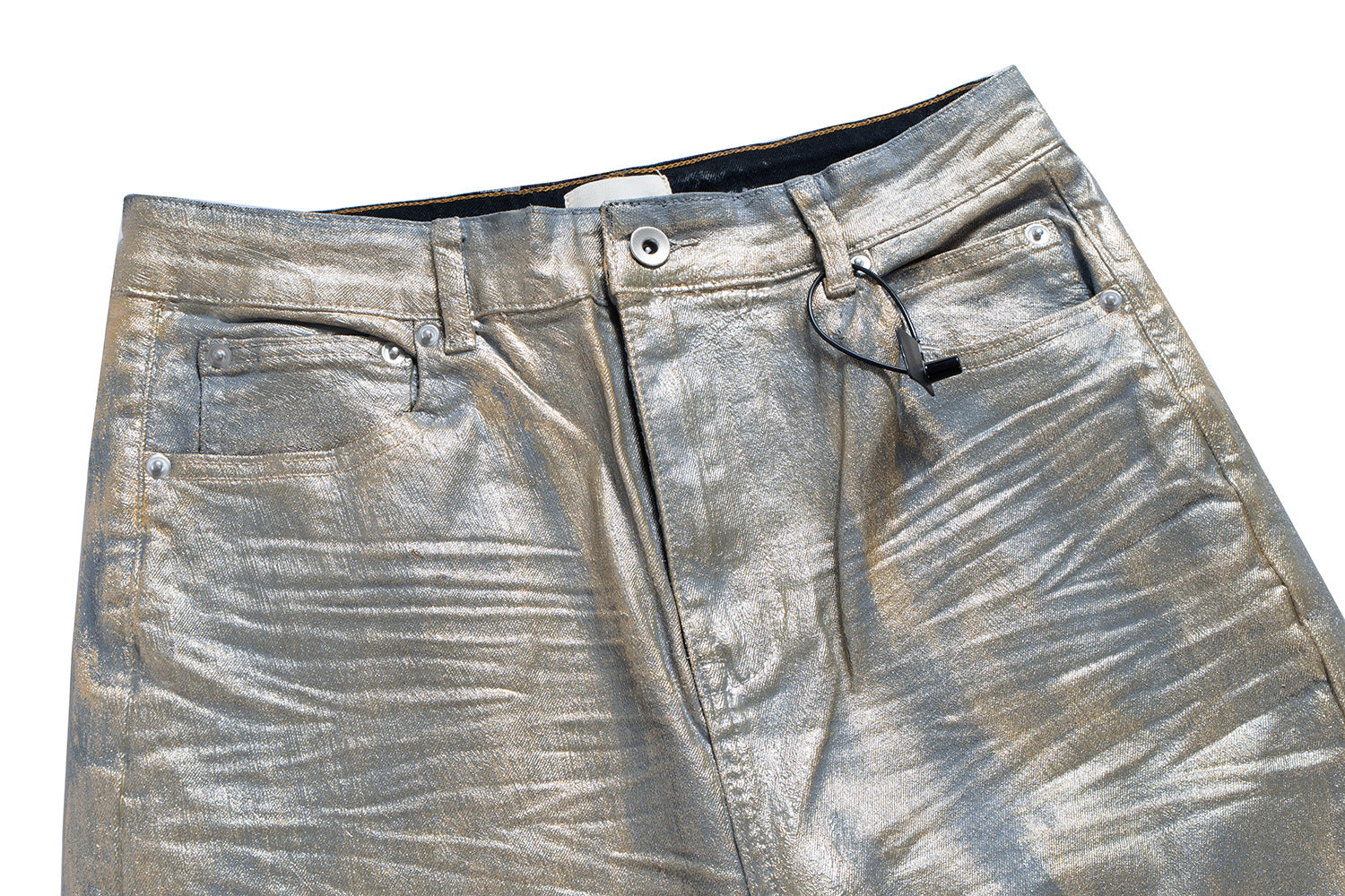 Jean flare métallisé doré – Pantalon en denim large à pattes d’éléphant