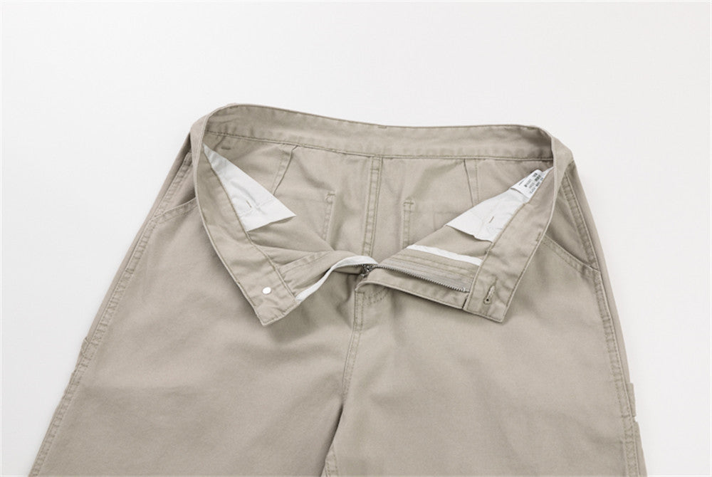 Men's Wide-Leg Cargo Pants – Straight-Fit Utility Trousers with Pocket Detail