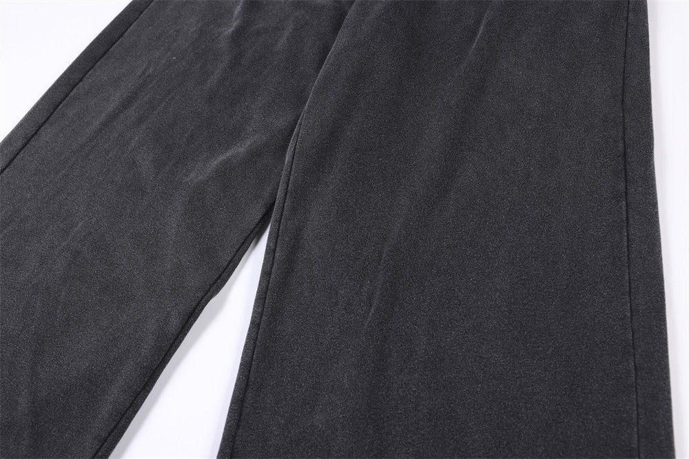 Pantalon de survêtement à jambes larges avec appliqué de lettres gothiques – Streetwear vintage délavé à l’acide
