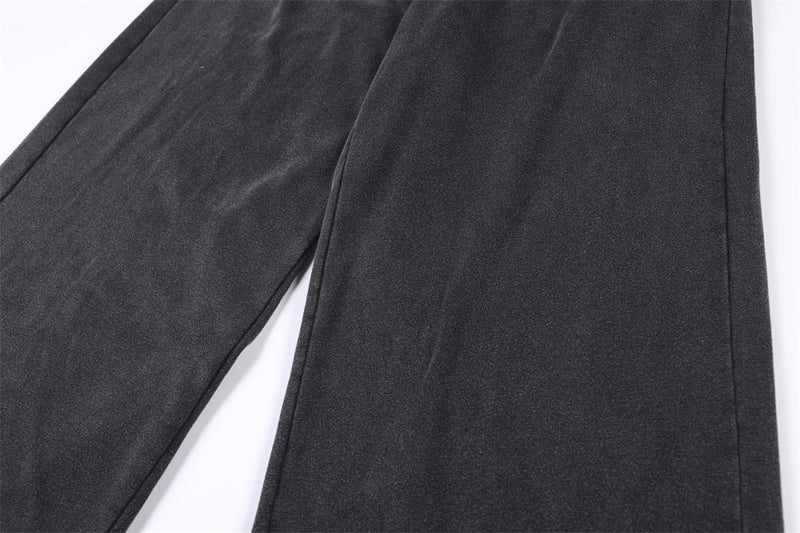 Pantalon de survêtement à jambes larges avec appliqué de lettres gothiques – Streetwear vintage délavé à l’acide