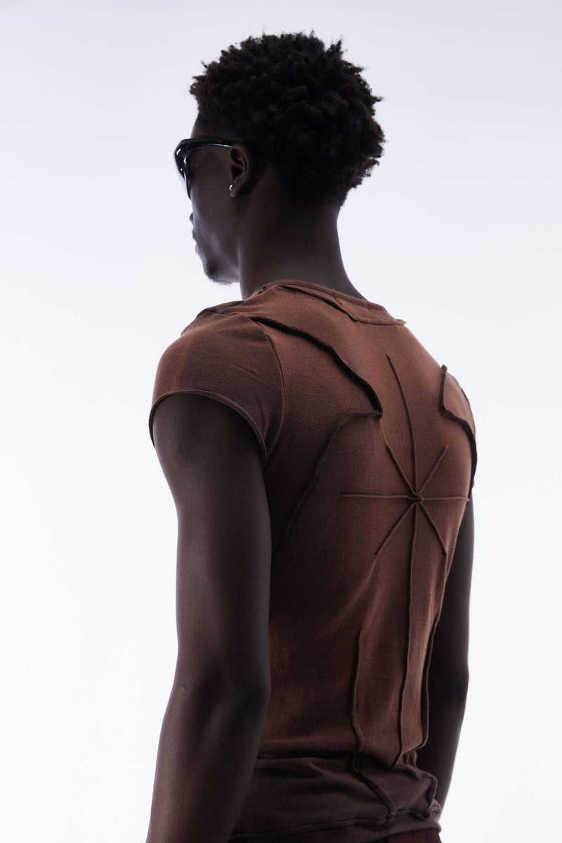 T-shirt manches courtes déconstruit à coutures 3D en relief – Streetwear délavé coupe ajustée