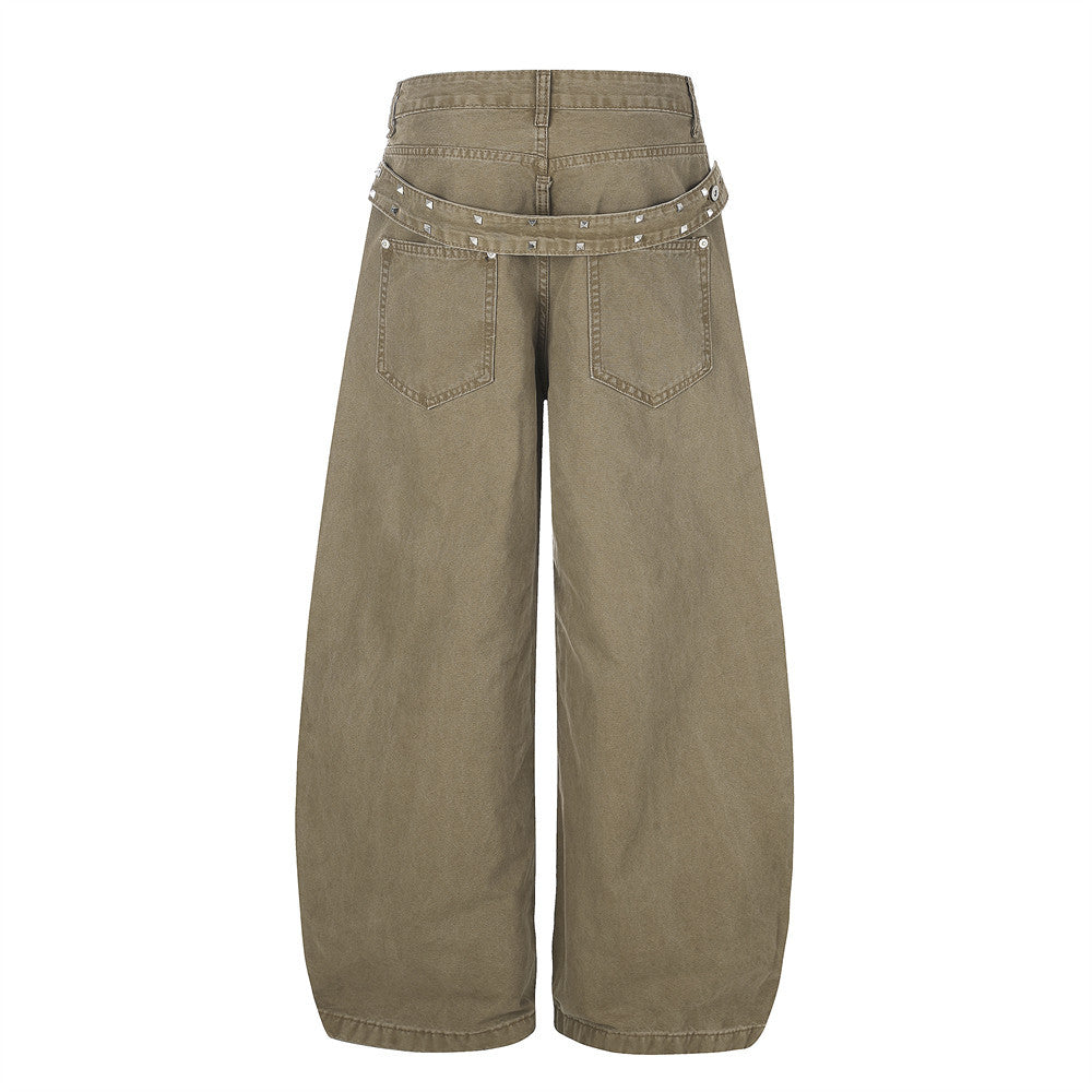 Wide-Leg Barrel Jeans – Men's Oversized Punk Vintage Washed Curved Silhouette