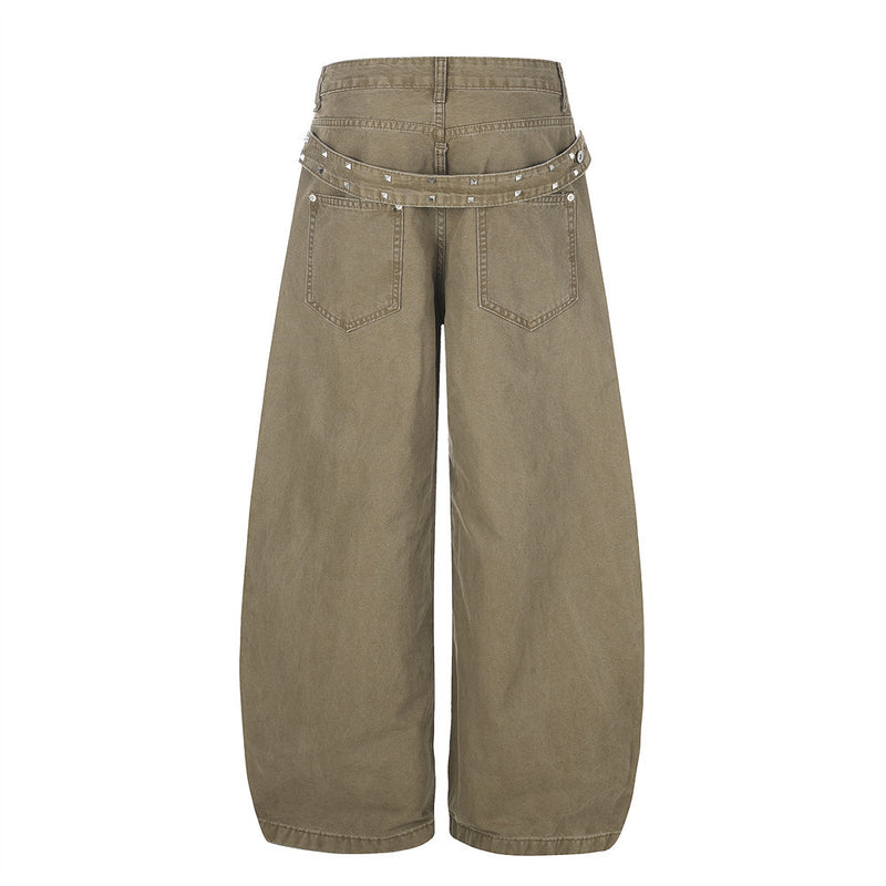 Wide-Leg Barrel Jeans – Men's Oversized Punk Vintage Washed Curved Silhouette