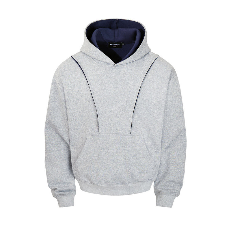 Oversized Pullover Hoodie – Contrast Hood Lining & Exposed Seam Detail