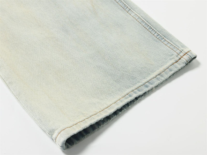 Baggy Pants for Men – Wide Leg Washed Light Blue Denim Jeans