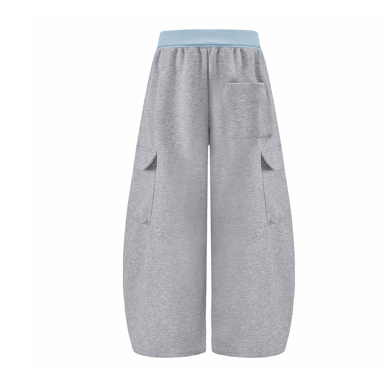 Damen-Cargohose im Baggy-Schnitt mit weitem Bein – Jogginghose mit geschwungenen Nahtdetails