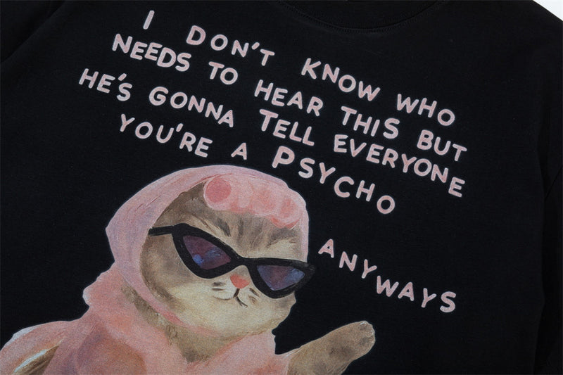 Funny Cat Graphic Tee – Crew Neck Short Sleeve T-Shirt