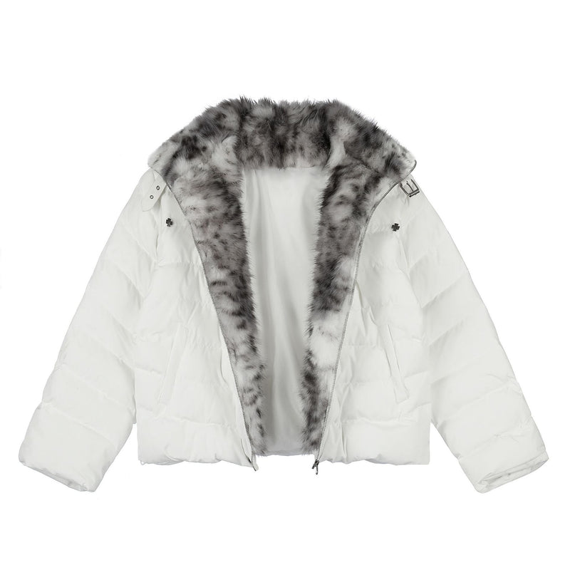 Cropped Puffer Jacket with Hood & Fur Collar – Cross Hardware, American Street