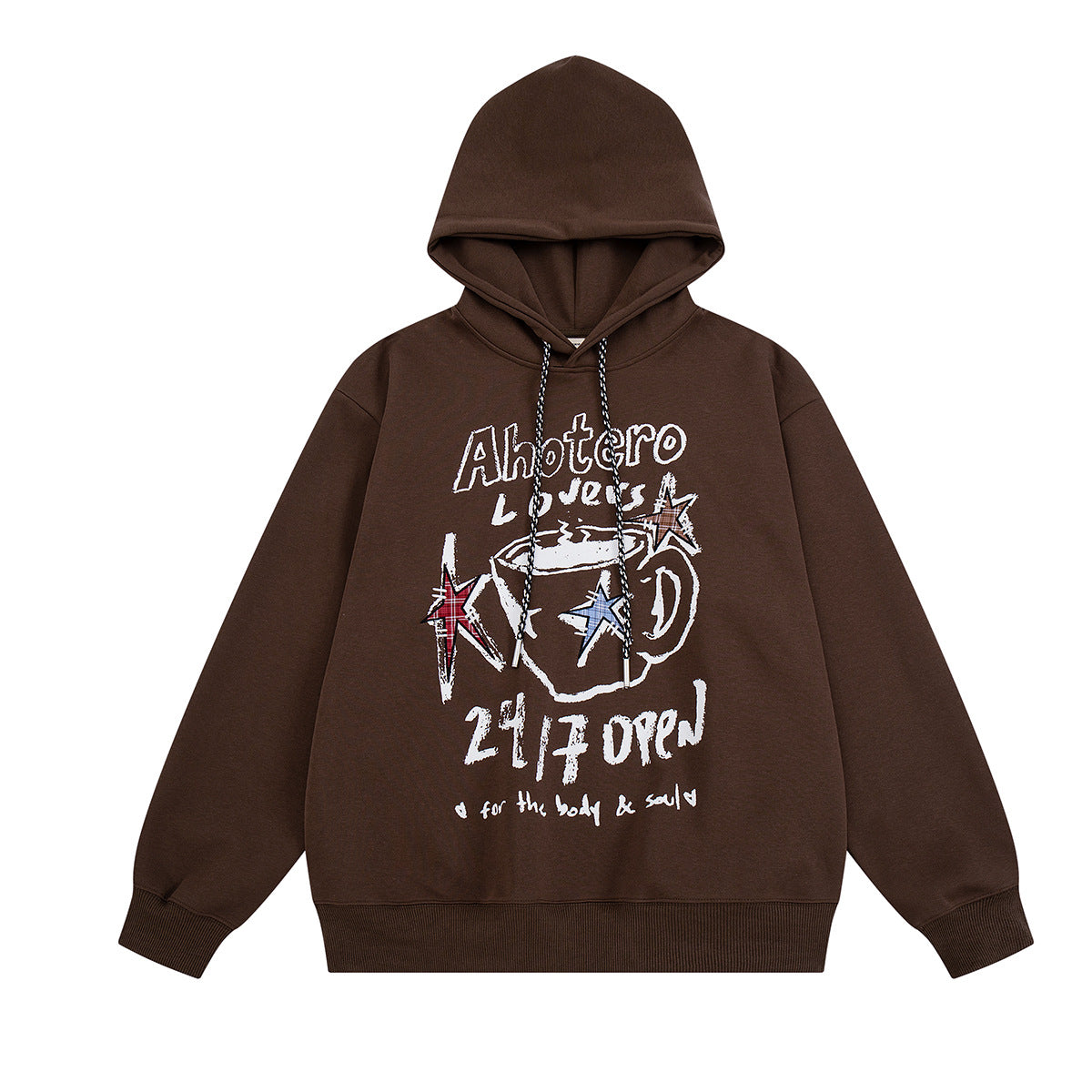Grafik-Hoodie mit Kaffeetasse & Sternprint – Oversized Retro-Streetwear