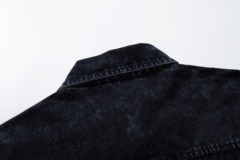 Patchwork Plaid Washed Denim Shirt – Oversized Vintage Nomad Style
