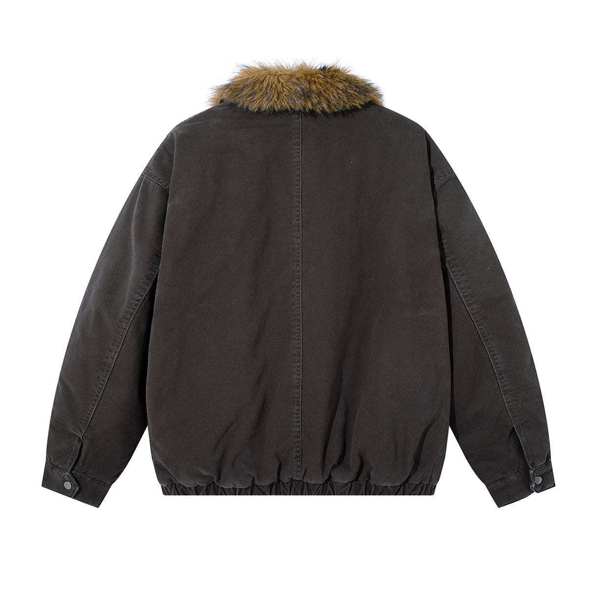 Fur Collar Bomber Jacket – Faux Fur Lined Oversized Winter Coat