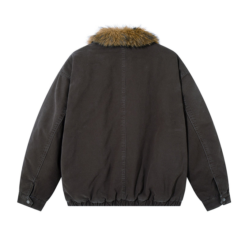 Fur Collar Bomber Jacket – Faux Fur Lined Oversized Winter Coat