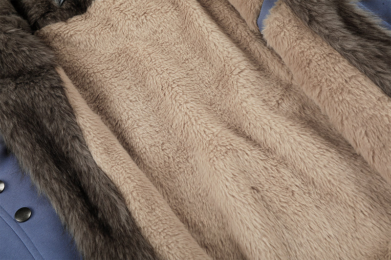 Black Energy Faux Fur-Lined Hooded Bomber Jacket – Washed Fleece Winter Coat
